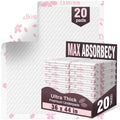 MKISS 20 Count Extra Large Disposable Bed Pads 36" x 44" Incontinence Pads