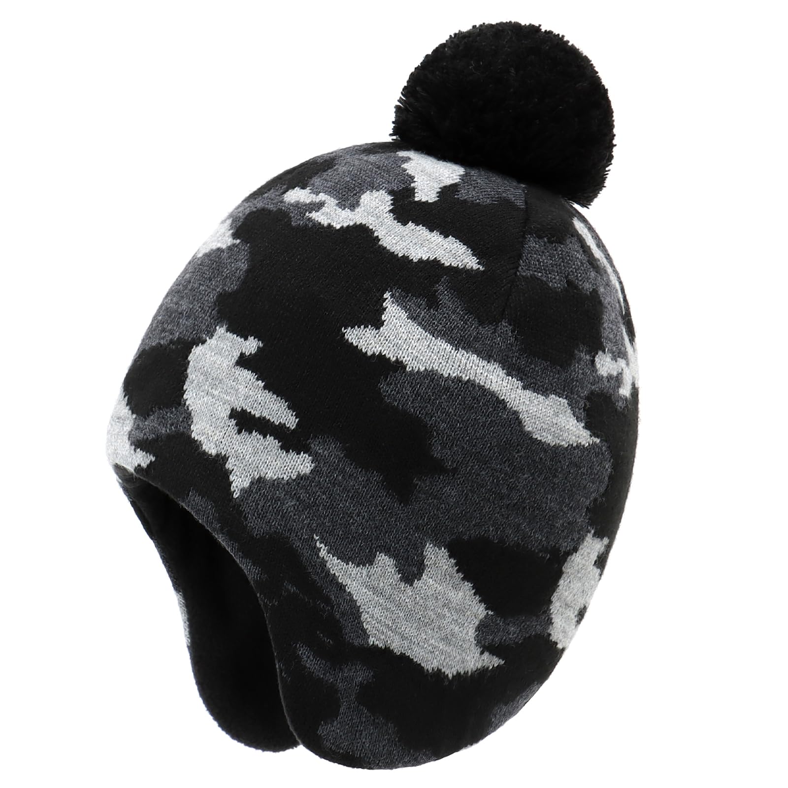 Duoyeree Kids Beanie Dinosaur Pom Pom Knit Winter Hat Fleece Lined for 1-7T