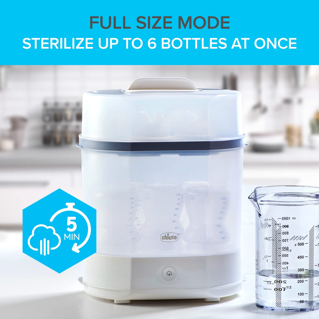 Chicco Baby Bottle Sterilizer, 3-in-1 Electric Steam, Kills 99.9% Germs