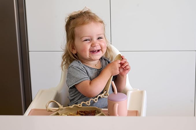 Smack Fun - Silicone Baby Feeding Spoons | 2 Pack (Blush/Ivoire)