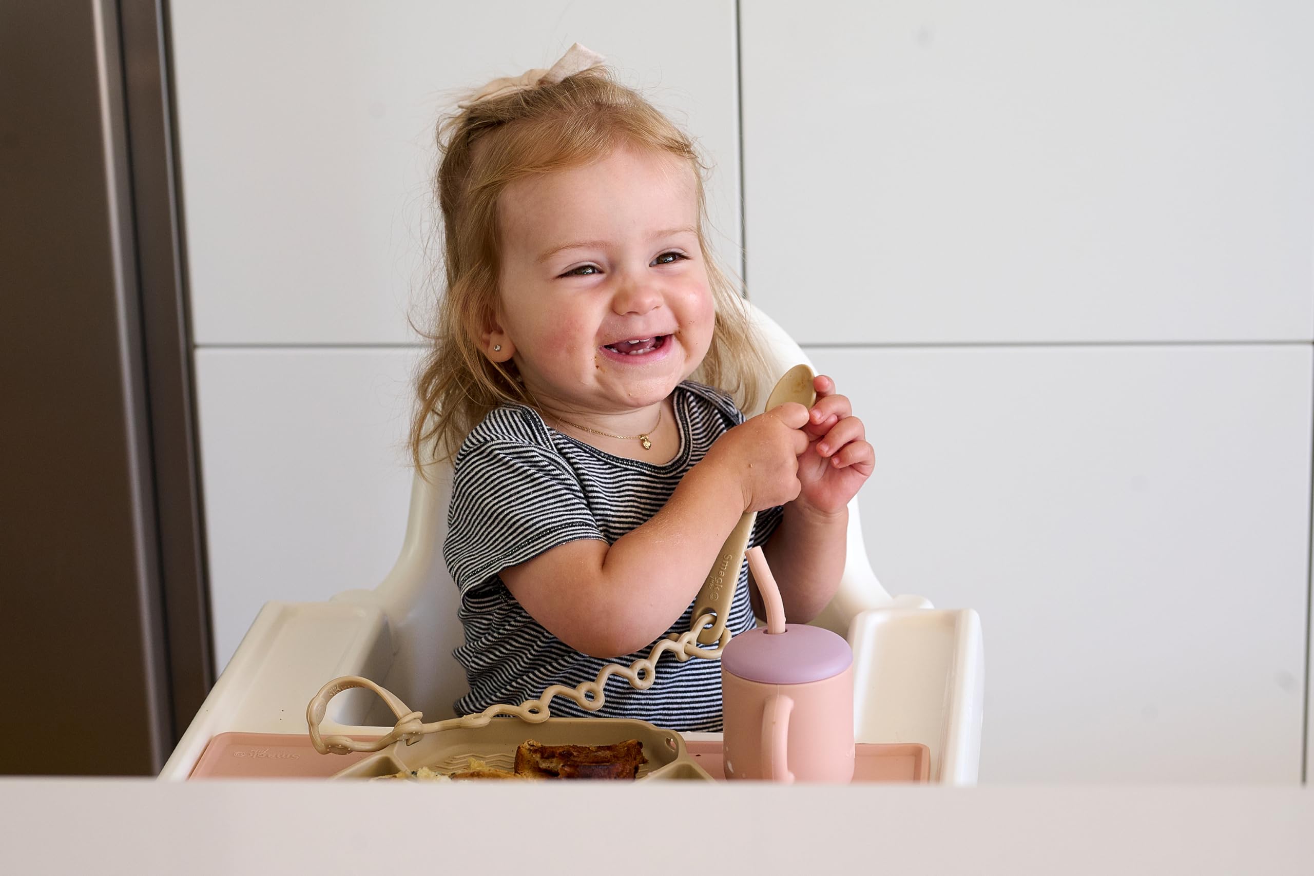 Smack Fun - Silicone Baby Feeding Spoons | 2 Pack (Blush/Ivoire)