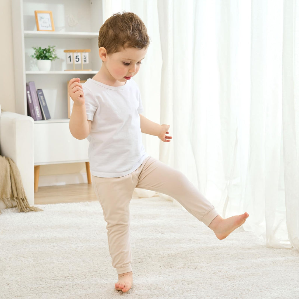 littogoose Baby Jogger Pants with Elastic Cuffs – Stay-On Lightweight Toddler Joggers, Soft & Stretchy Baby Pants, 3-Pack