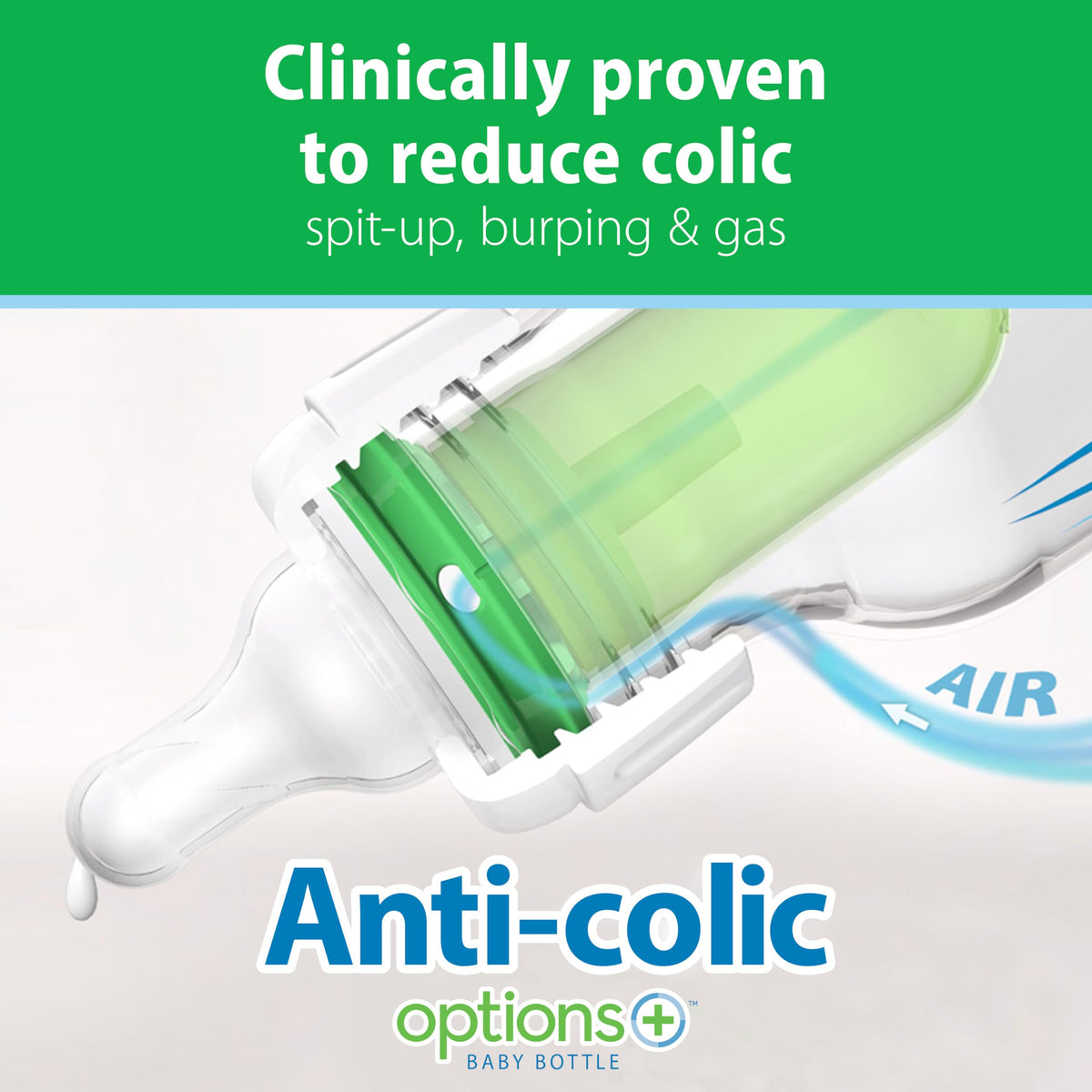 Dr. Brown's Anti-Colic Options+ Narrow Glass Baby Bottle, 8 oz, 3-Pack