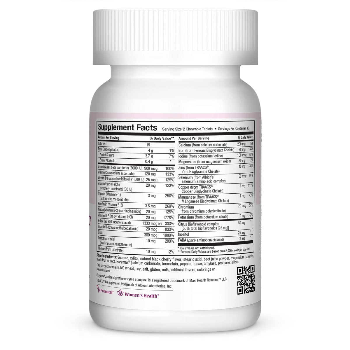Maxi Health® Chewable Prenatal Vitamins for Women with Iron (90 Tablets)