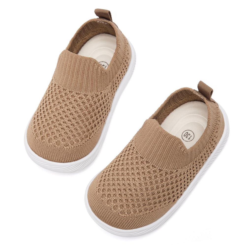 MORENDL Toddler Shoes Baby Walking Sock Shoes Non-Slip Breathable Boys & Girls Sneakers Infant Tennis Shoes Brown Size 8