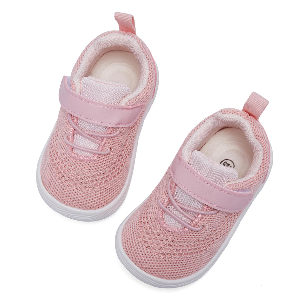 MORENDL Toddler Sneakers Baby Boys & Girls Barefoot Shoes Lightweight Breathable Walking Running Tennis Athletic Sport Shoes Pink Size 8