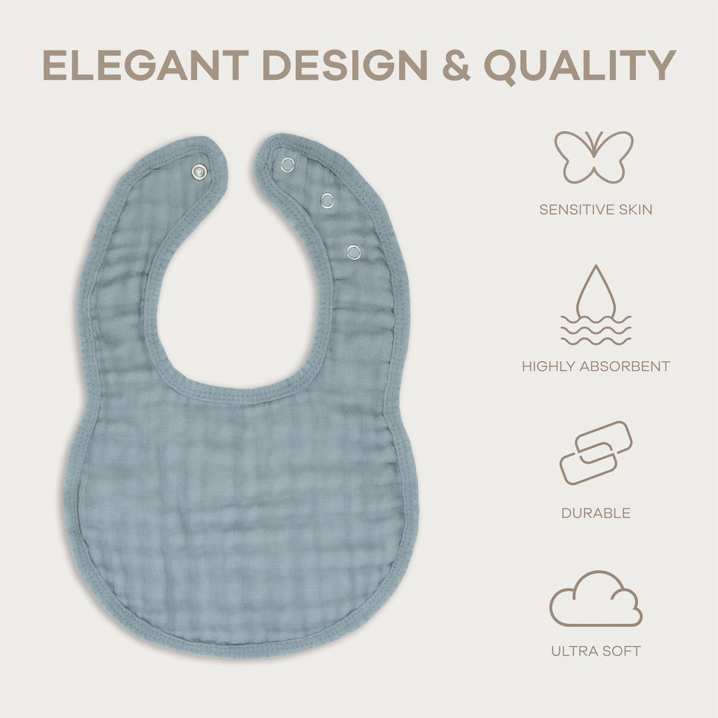 Comfy Cubs Muslin Bibs for Babies, Pack of 8 - Pacific Blue