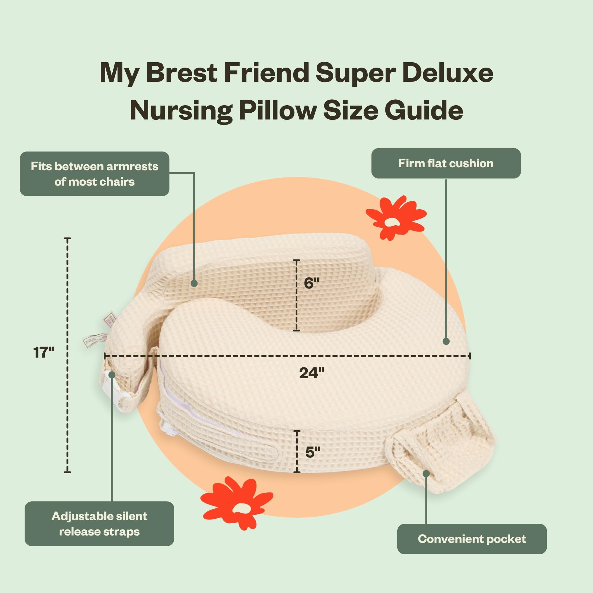 My Brest Friend Super Deluxe Nursing Pillow - 100% Woven Cotton Waffle Knit