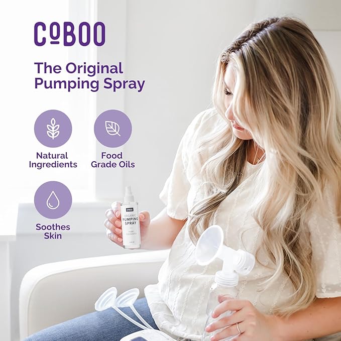 Pumping Spray 2 Fl Oz | Organic Skin Lubricant for Breast Pumping | Pump Flange Spray for Breast Shields | Vegan & Lanolin Free, Made in USA | Helps Sore Nipples & Clogged Milk Ducts