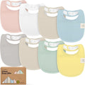 8-Pack Organic Baby Bibs for Boys, Girls - Soft Cotton Drooling and Teething Bibs for Baby Girl & Boy, Extra Absorbent, Easy To Clean & Put On for Toddler, Newborn, Infant 0-24 Months (Dawn)