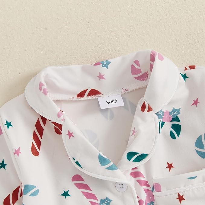 Balaflyie Baby Girl Button Down Pajamas Romper One-Piece Jumpsuit Long Sleeve Sleeper Infant Sleepwear