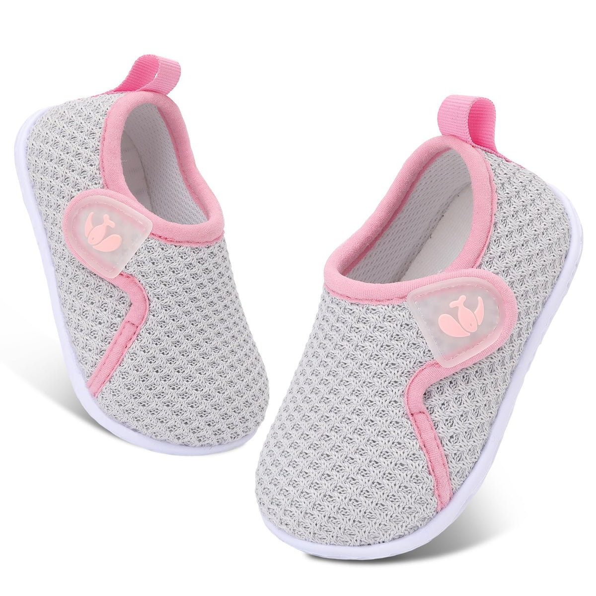FEETCITY Infant Shoes Girls Boys Slip On Sneaker Newborn Crib Shoes First Walking Shoe Pink Grey