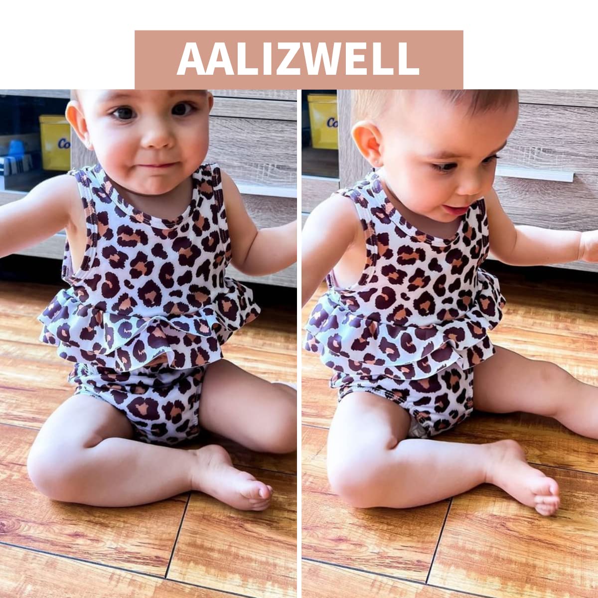 Toddler Little Girls Swimsuit Two Piece Cheetah Ruffle Bathing Suit Bikini Tops Bottoms Swimming Suit Swimwear Beach Wear Leopard 4T - 5T