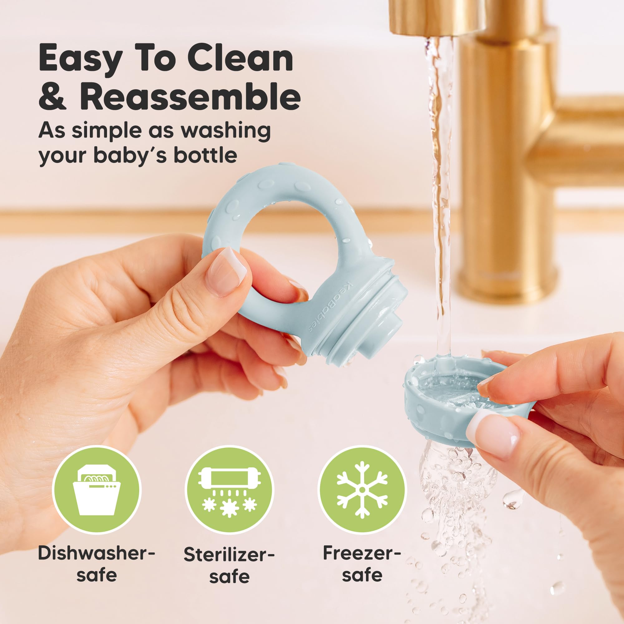 KeaBabies Baby Fruit Feeder 2pk, Silicone Baby Food Feeder,BPA-Free (Peace)