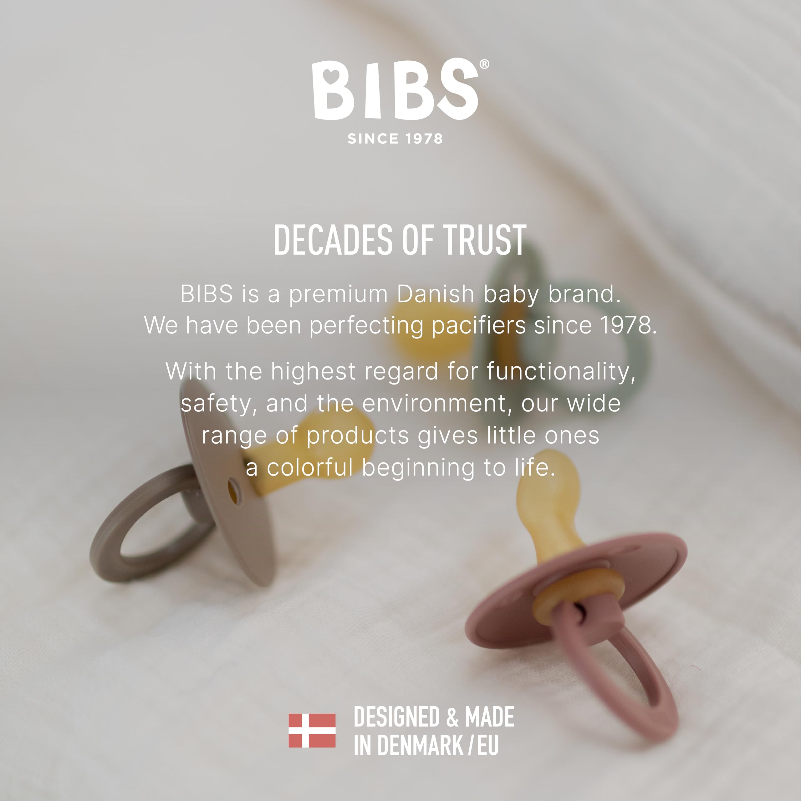 BIBS Pacifiers Colour Collection | Natural Rubber Baby Pacifier | Set of 2 BPA-Free Soothers | Made in Denmark | 18+ Months (Pack of 2) | Cloud