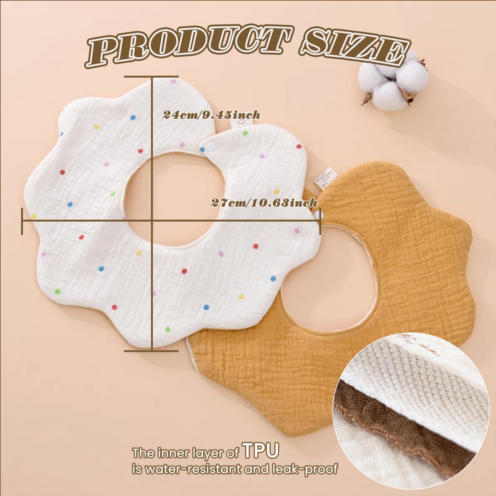 Baby Bibs for Girls Boys Muslin Organic Cotton Drooling Teething Bibs