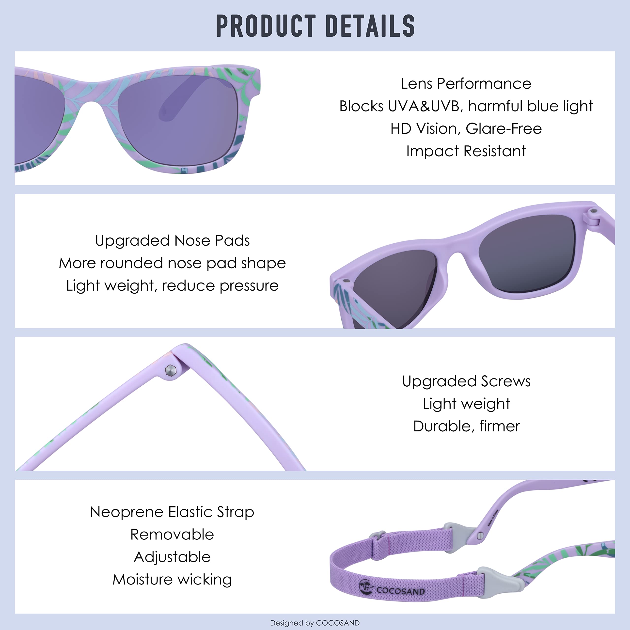 COCOSAND Flexible Polarized Baby Sunglasses with Strap