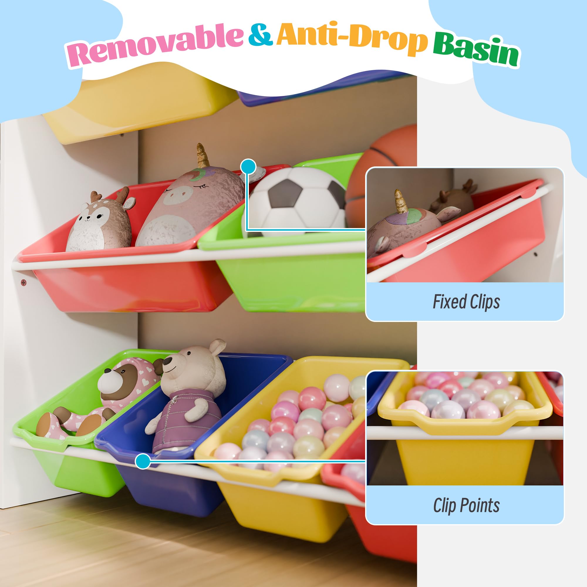 Large Kids Toy Storage Organizer, Toy Organizers and Storage with Bookshelf, Kid Bookshelf and Toy Storage with 6 Storage Cubbies and 8 Storage Bins for Kids' Rooms, Playrooms, and Nurseries
