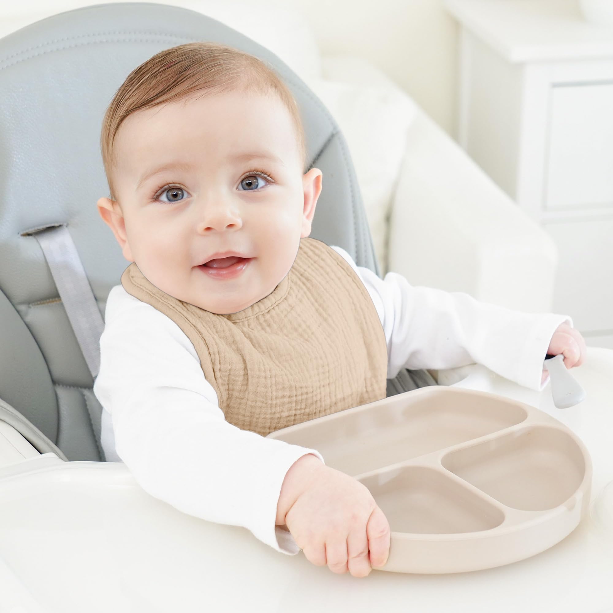 Bearmoss Baby Bibs for Drooling and Teething 100% Cotton Muslin Bibs