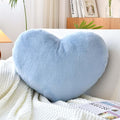 Dusty Blue Heart Pillows, Cute Heart Decorative Pillow, Heart Shaped Throw Pillows for Bed, Faux Rabbit Fur Plush Hoom Decor Pillow Cushion for Chair Sofa Living Room (Medium-15.7"x11.8")