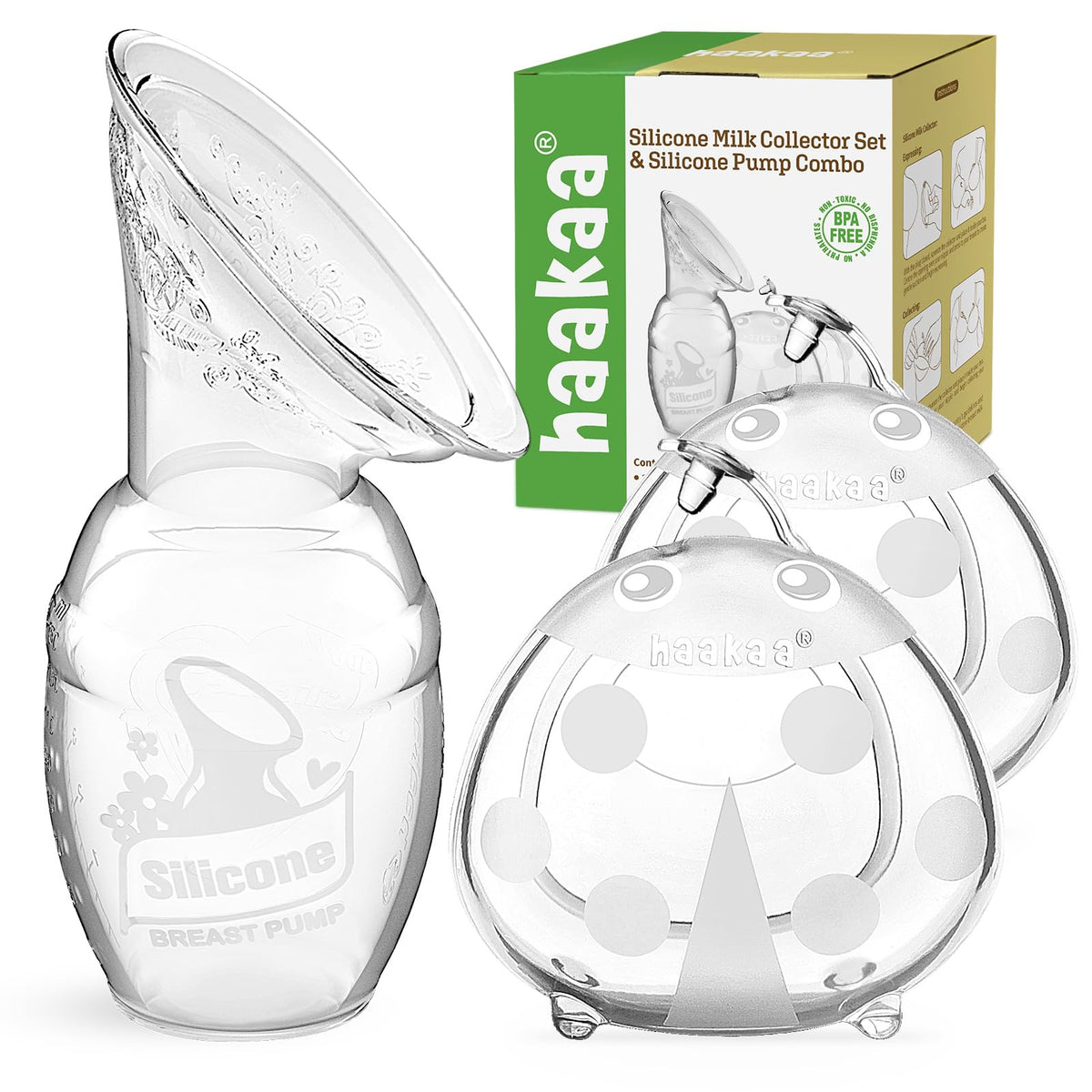 haakaa Manual Breast Pump 4oz/100ml & Ladybug Milk Collector 2.5oz/75ml Set