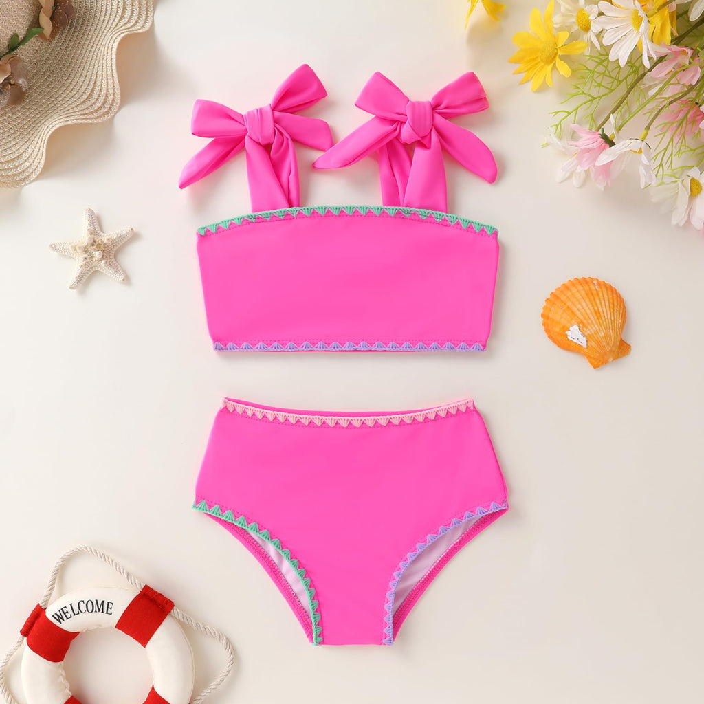 YOUNGER TREE Toddler Girls Two Pieces Swimsuit Color Block Stripe Swimwear Summer Beach Bathing Suit