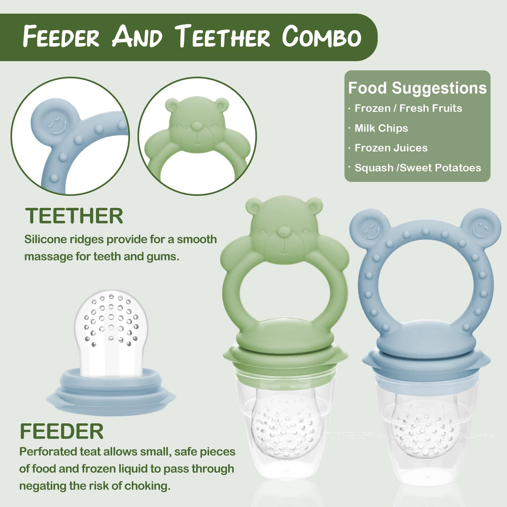 Baby Breastmilk Popsicle Molds & Baby Fruit Feeder (6 Pack), WAJIAYON Infant Food Freezer Tray Storage Containers, Silicone Teething Pacifier Feeder and Teether for Babies,Babies Feeder