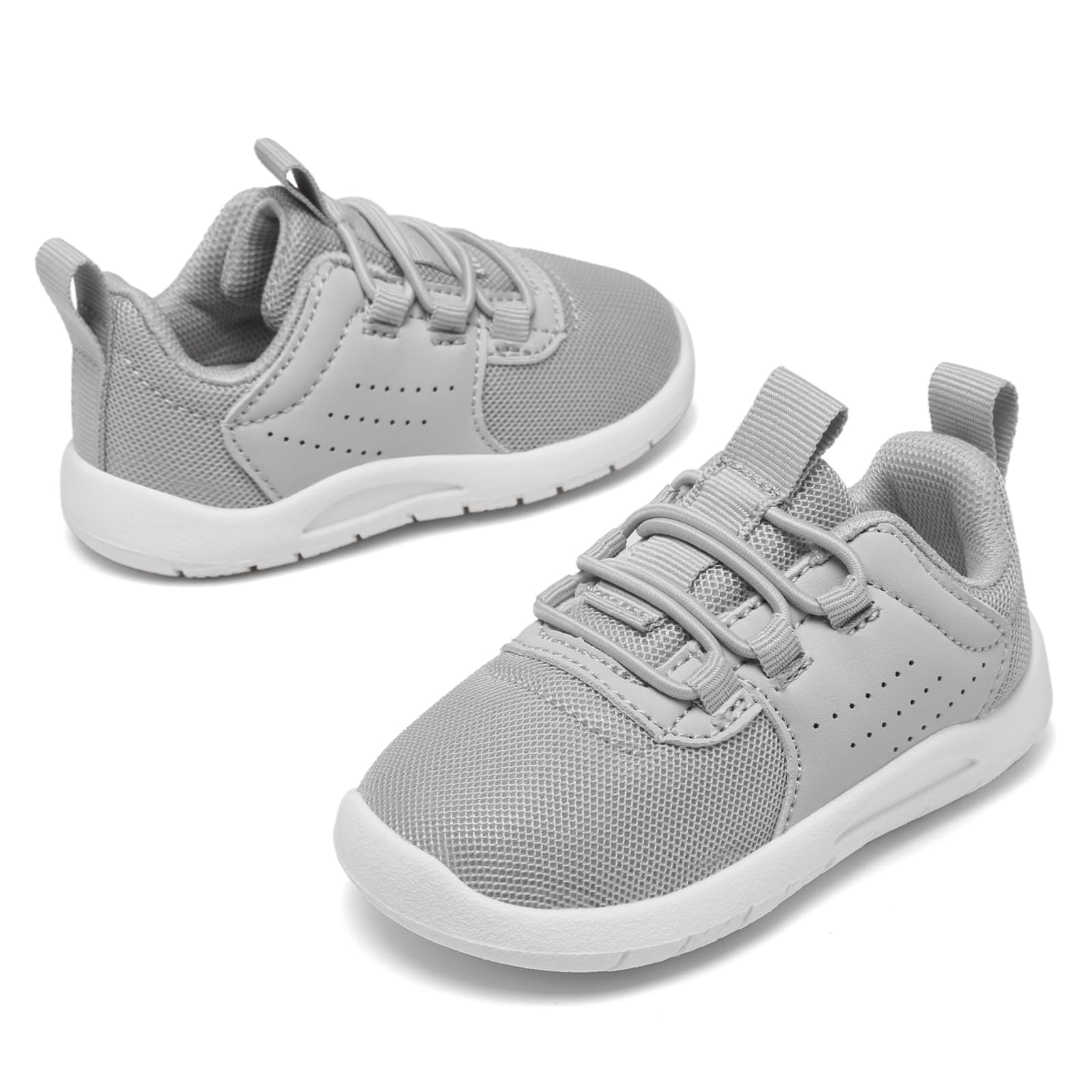 MOREND Toddler Shoes Baby First Walking Shoe Infant Non-Slip Breathable Sneakers Boys & Girls Tennis Shoes Grey