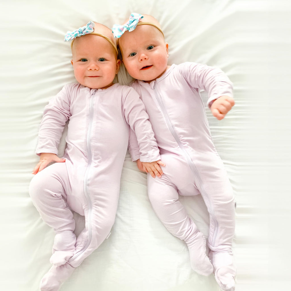 Bamboo Little Soft Baby Footie Pajamas, Baby Clothes, Newborn Sleepers, 95% Viscose and 5% Spandex, Lush Lavender, 12-18 Months