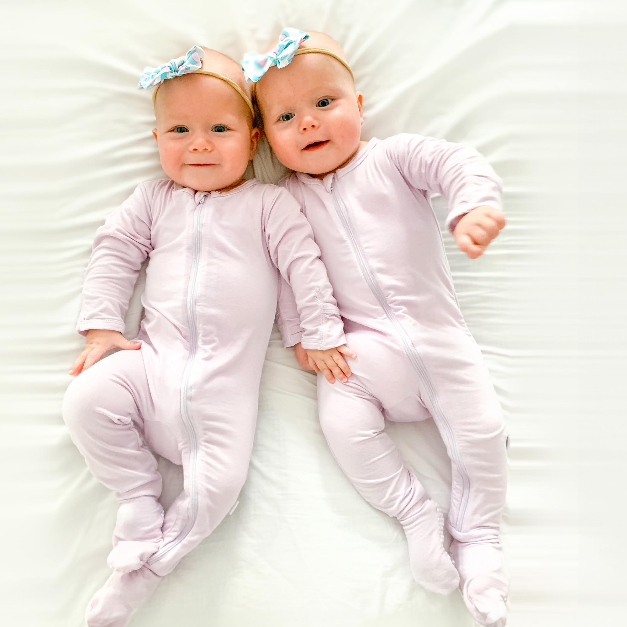 Bamboo Little Soft Baby Footie Pajamas, Baby Clothes, Newborn Sleepers, 95% Viscose and 5% Spandex, Lush Lavender, 12-18 Months