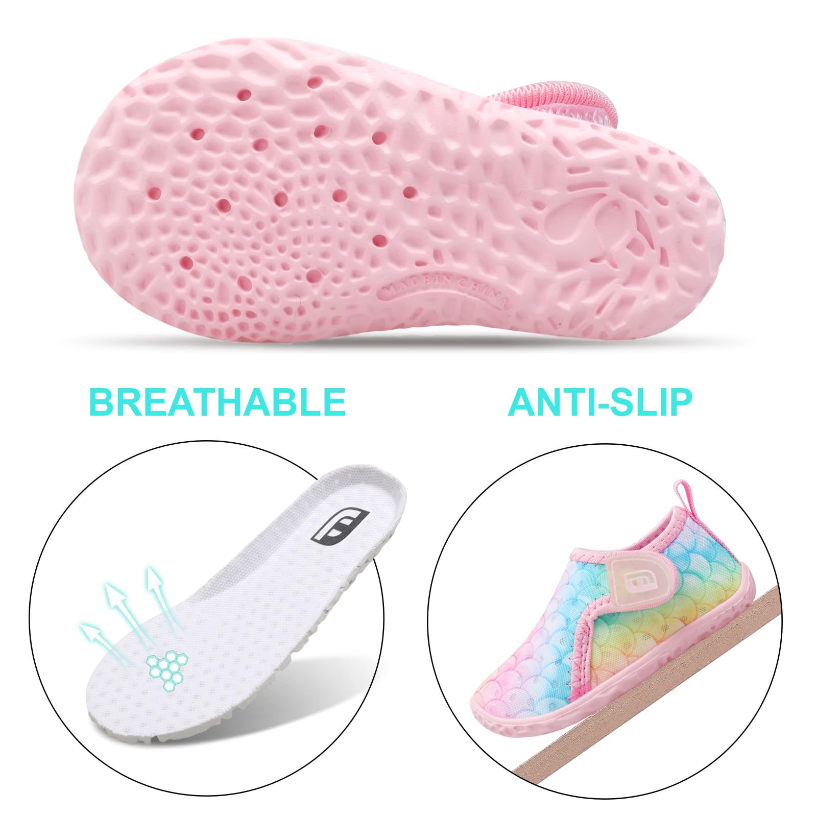 Water Shoes for Toddler Kids Boys Girls Aqua Socks Barefoot for Beach Sports Swim Blue Pink Scale 12-18 Months