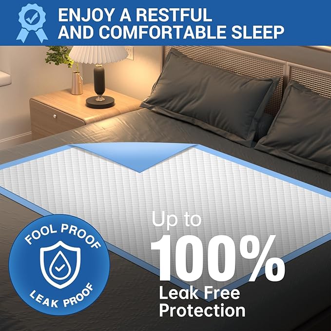 Bed Pads Disposable 40"X60" Super Absorbent Pee Pads, Oversized Underpads for Adults, Elderly, Pets [150x200CM, 15pcs]