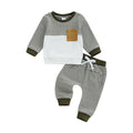 Fufuriprefer Toddler Baby Boy Fall Clothes Waffle outfit Long Sleeve Top Jogger Pant Set (A-Army Green, 0-6 Months)