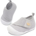 FEETCITY Baby First Walker Shoes Boys Girls Wide Infant Shoes Barefoot Baby Sneakers Newborn Crib Shoe Flexible Infant Shoe Grey