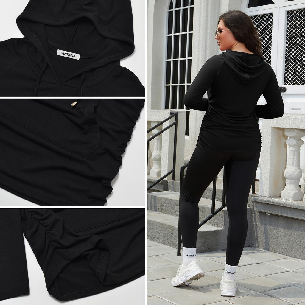 Womens Maternity Hoodie Top Sweatshirt Long Sleeve Shirts Pregnancy Tunic Top,Black, Small
