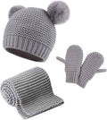Duoyeree Baby Winter Hat Scarf Glove Beanie Set Girls Boys Pom Pom Knitted Beanie Mitten Scarves for Toddler 0-3T