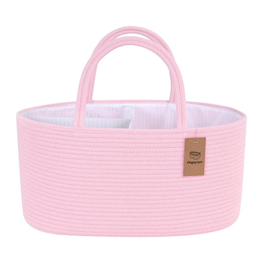 13.5L Baby Diaper Caddy Organizer, 15.3"x9.8"x7" Cotton Rope Diaper Basket, Changing Table Storage Caddy With Removable Divider, Baby Basket for Nursery, Car, Diapers, Baby Shower Gifts for Newborn
