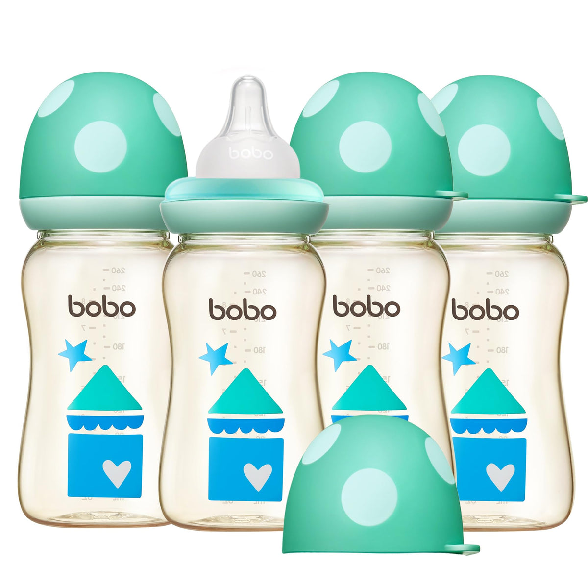 YOHKOH PPSU Baby Bottle Wide Neck, Newborn Anti-Colic Baby Bottle with Natural Response Nipple, Streamlined Body, Easy to Clean (8.8oz (Pack of 2), Red)