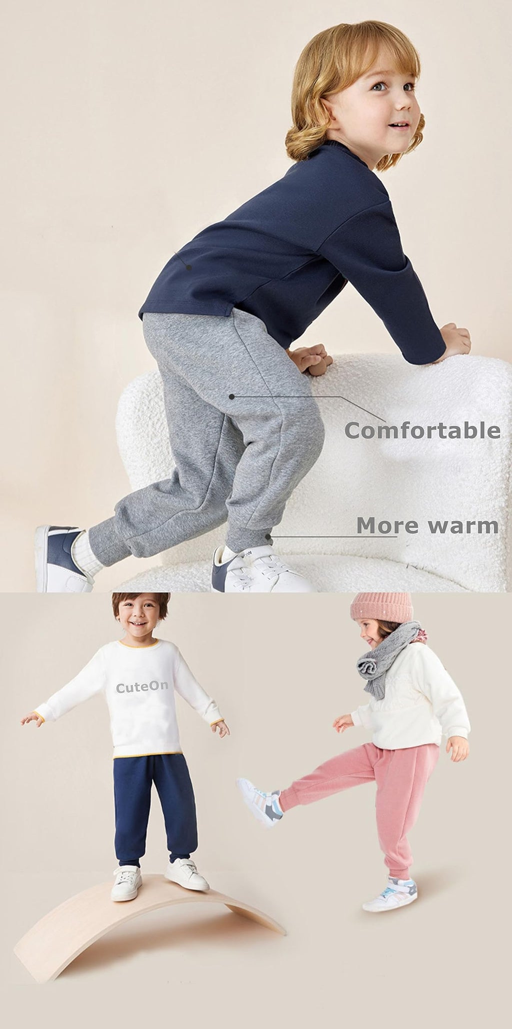 CuteOn Unisex Toddler Jogger Pants Kids Cotton Elastic Waist Winter Baby Sweatpants Pants 1Years Yellow