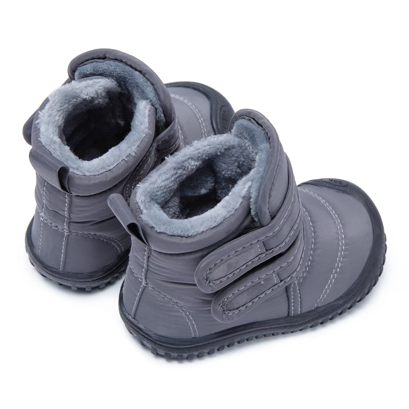 BMCiTYBM Baby Snow Boots Boys Girls Winter Infant Shoes Anti-Slip 6 9 12 18 24 Months Faux Fur Grey Size 18-24 Months Toddler
