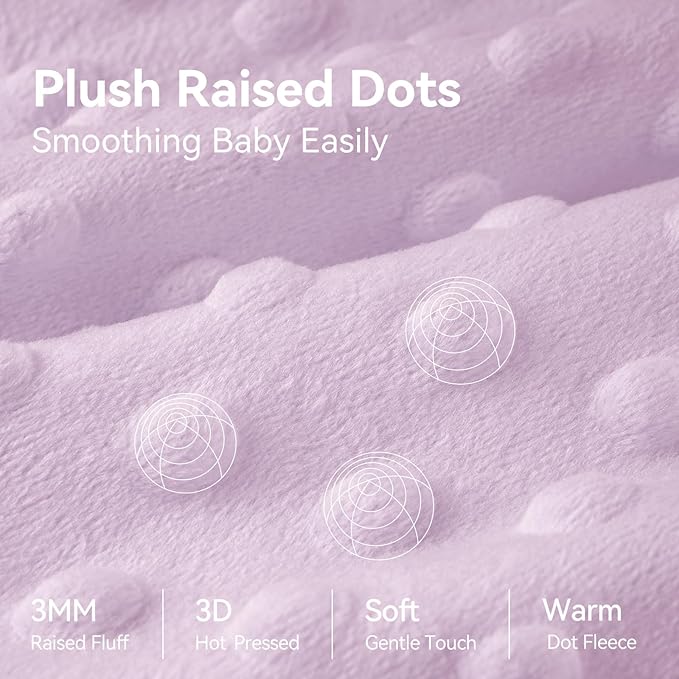 Fleece Baby Sleep Sack 6-12 Months with Plush Dots 1.5 Tog Baby Wearable Blanket with 2-Way Zipper Warm Sleeping Sack for Toddler Infant Newborn - Medium, Taro Purple