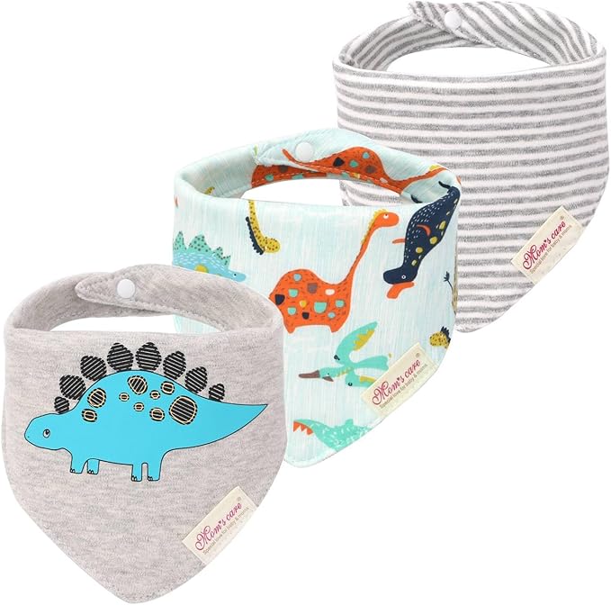 JN&LULU 3 Pack Newborn Baby Bibs Bandana Drool Bibs for Drooling Cotton Baby Gifts (Moon Star)