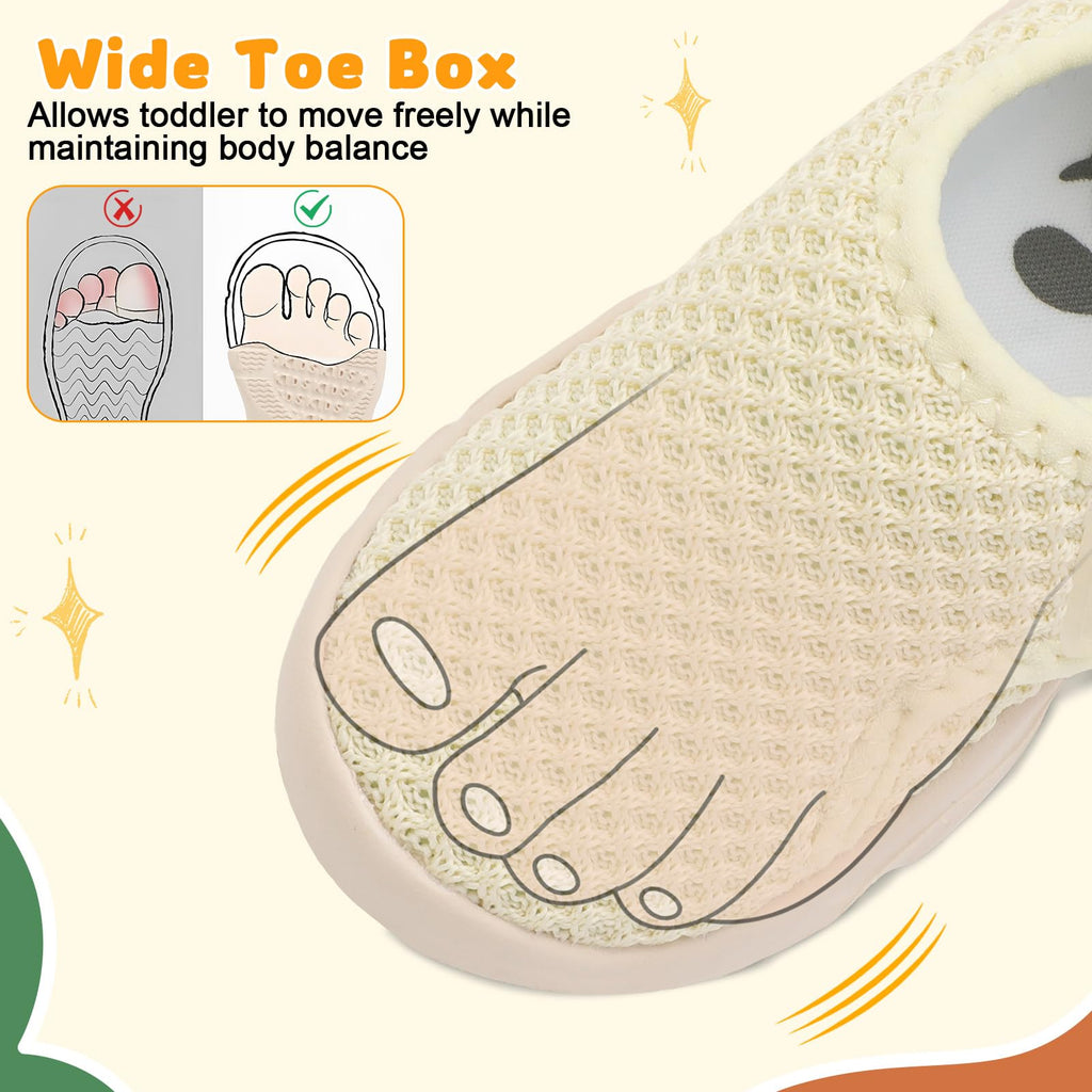 FEETCITY Lightweight Baby Sneakers Boys Girls Baby First Walking Shoes Breathable Toddler Slip On Sneakers Beige