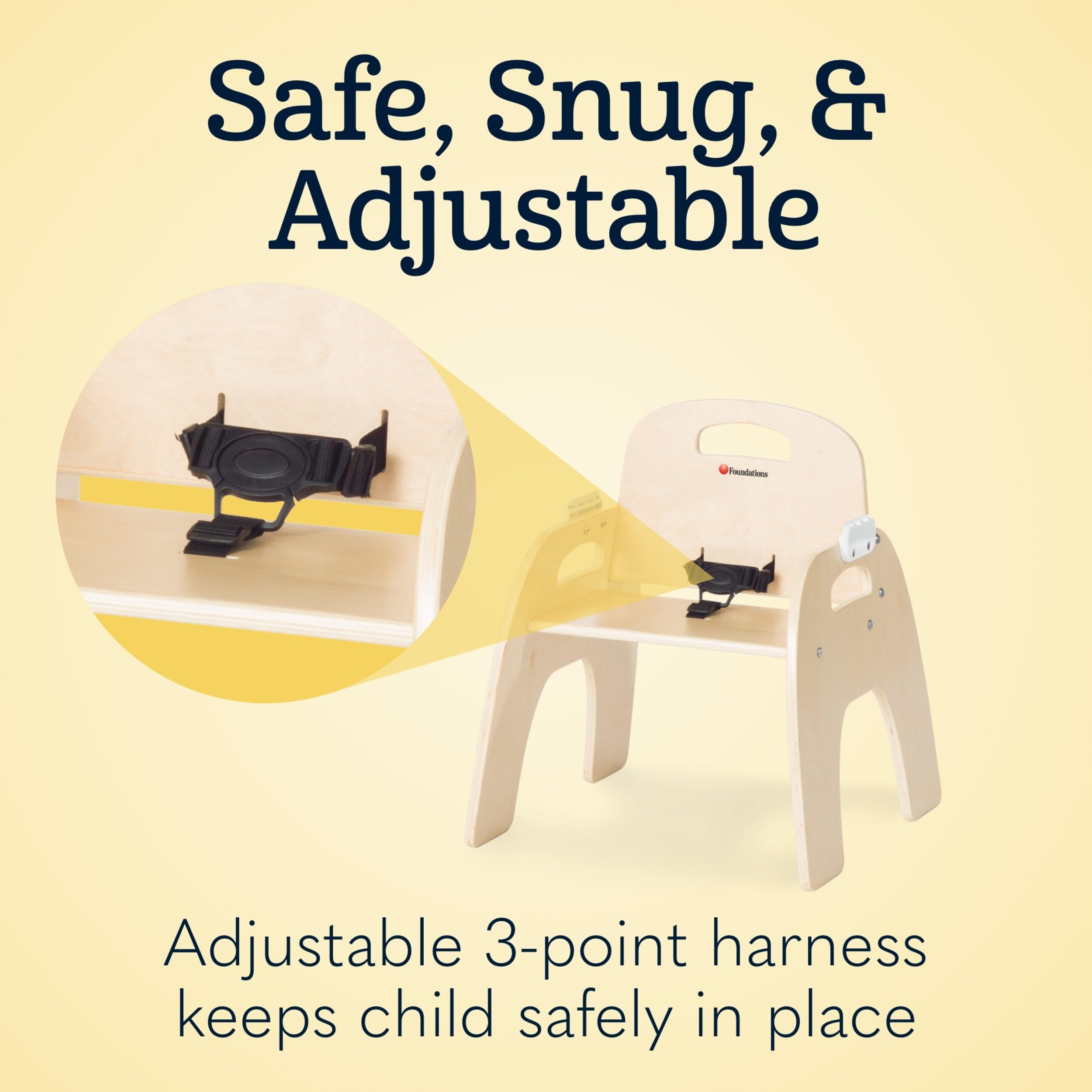 Foundations Easy Serve Low 9" Wood Feeding Chairs Highchairs, 2 Pack