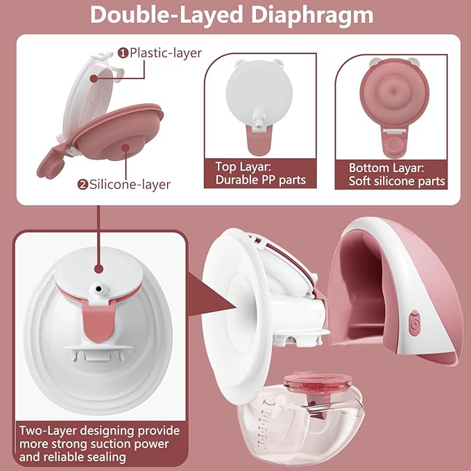 Double-Layed Diaphragm Replacement Accessories Only Compatible with Mom Cozy Upgraded Mobile Flow M9, Upgraded M9 Diaphragm Breastfeeding Parts, Not Original Parts, 2Pack Red