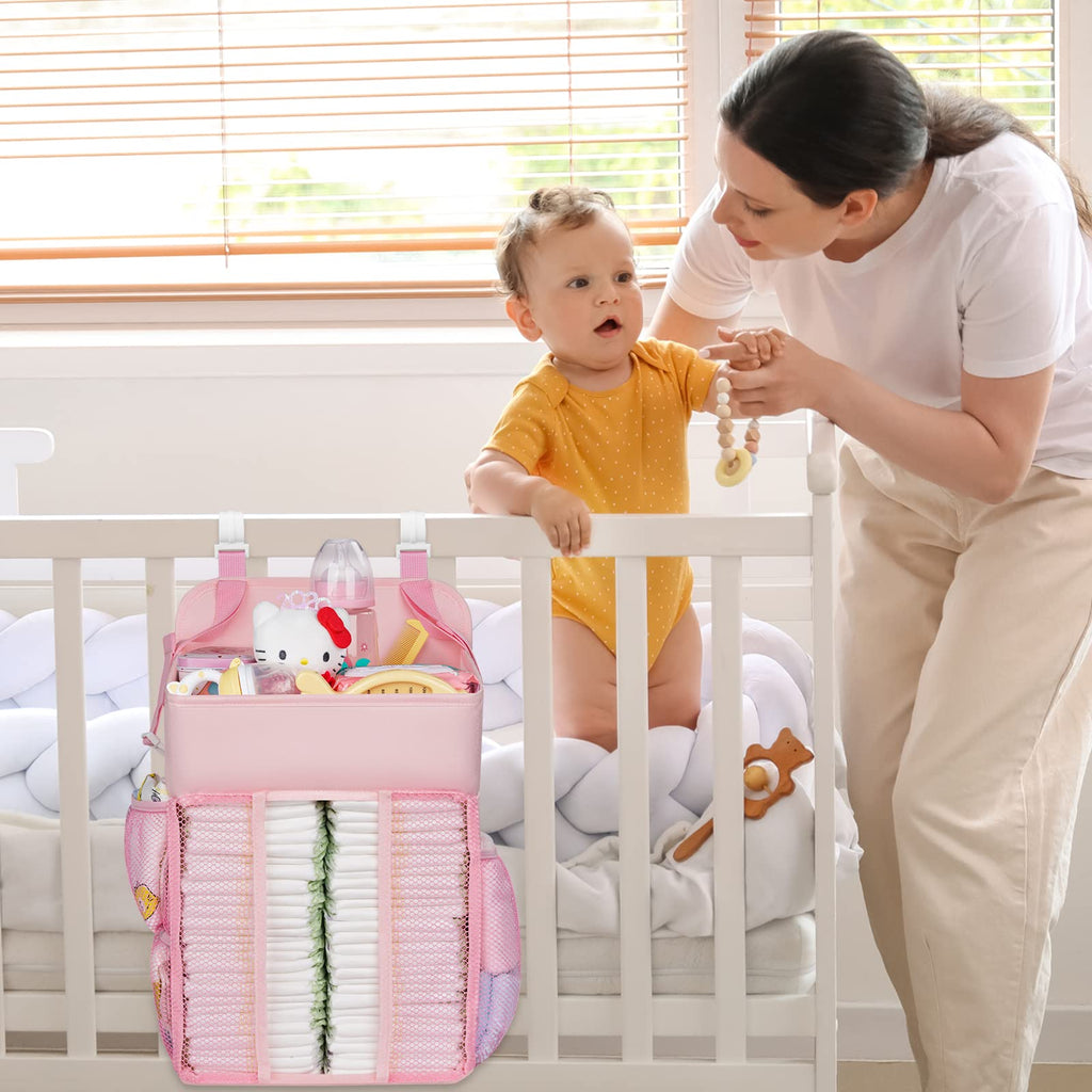 Maliton Hanging Diaper Caddy Nursery Caddy Organizer (Pink)