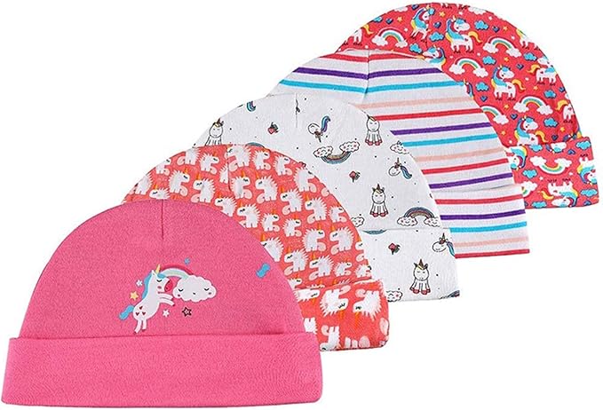 Baby Hat and Mittens Set Newborn Baby Hats Caps for Baby Boys Girls 0-6 Months 100% Cotton