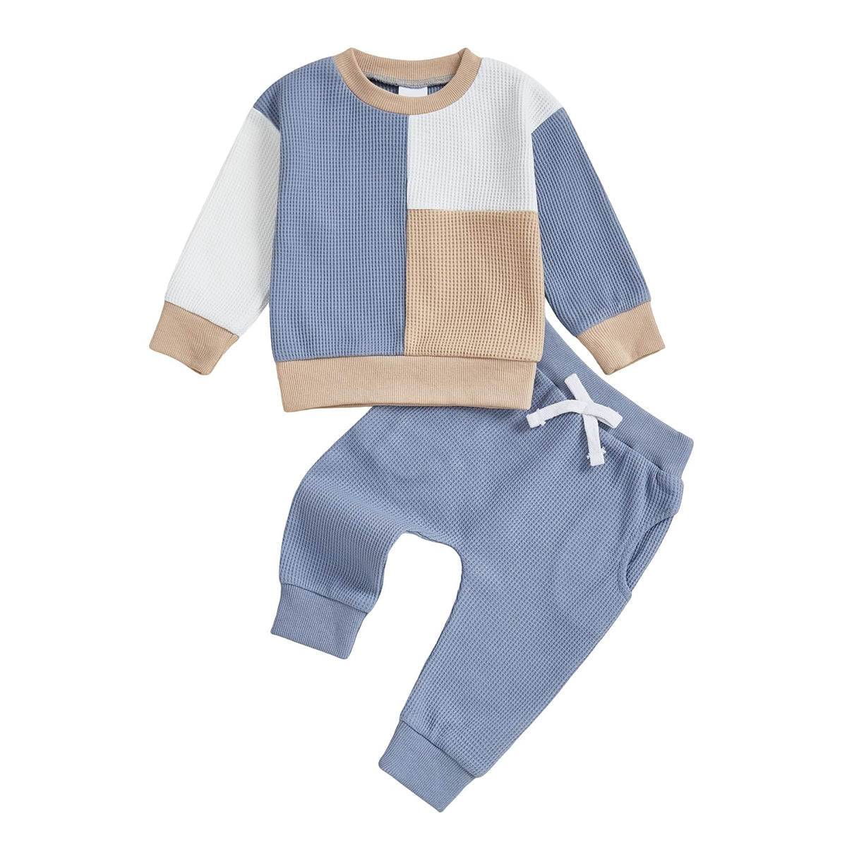 Fufuriprefer Toddler Baby Boy Fall Clothes Waffle outfit Long Sleeve Top Jogger Pant Set (B-Army Green, 12-18 Months)
