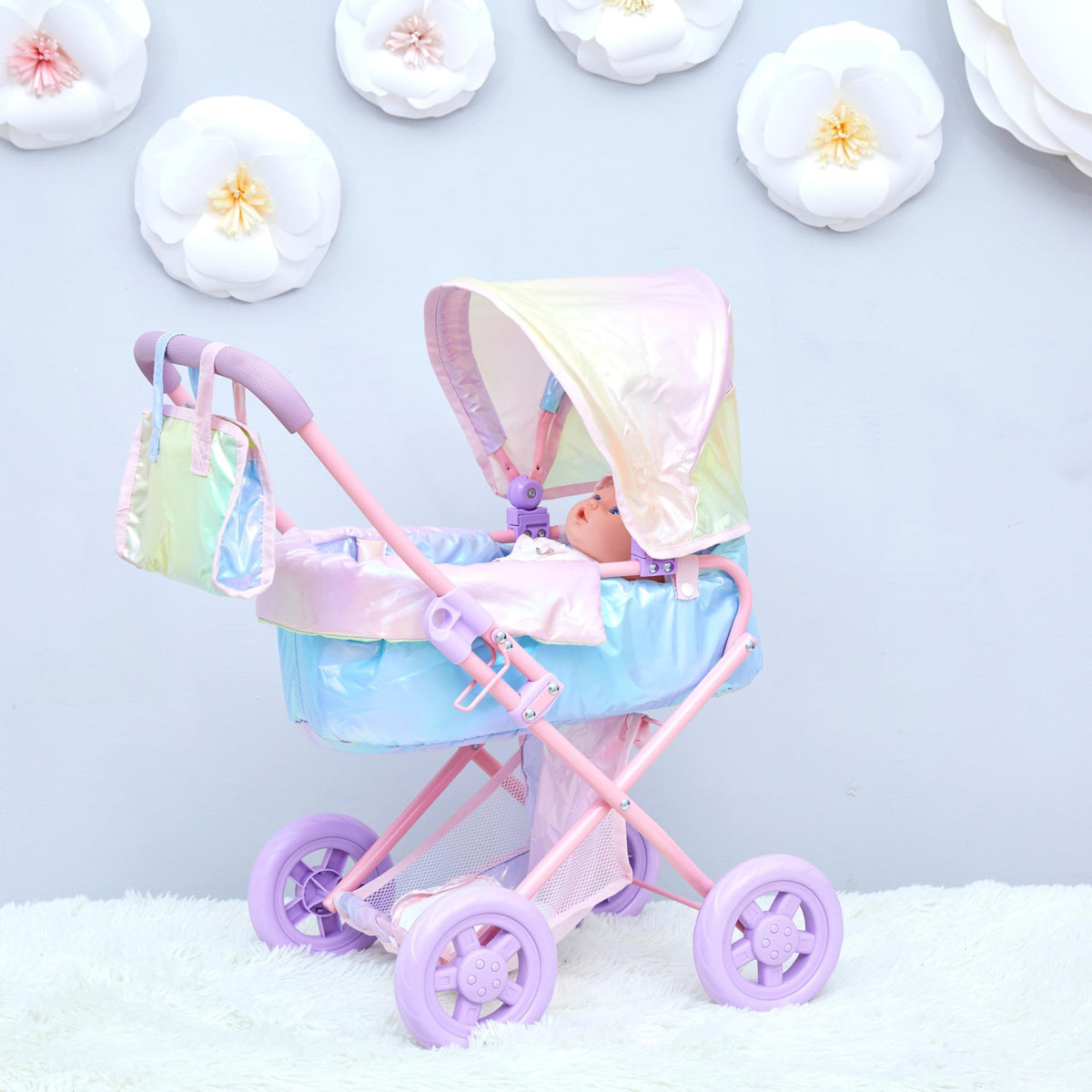 Olivia's Little World Baby Doll Stroller, 2-in-1, Age 3+, Iridescent