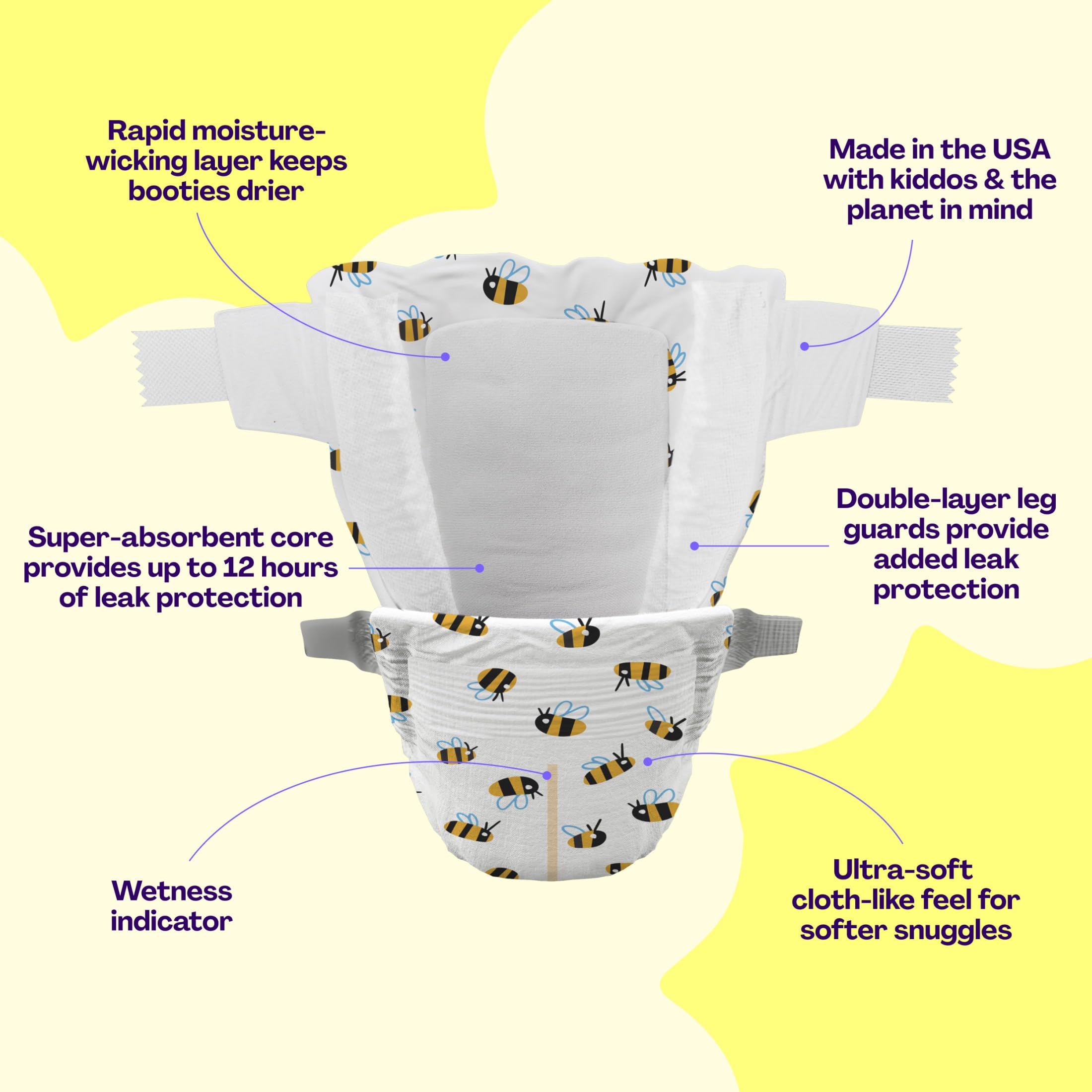 Hello Bello Diapers, Size 6 (35 lbs) Wild Cats, 17 Count of Premium Disposable Baby Diapers, Hypoallergenic with Soft, Cloth-Like Feel